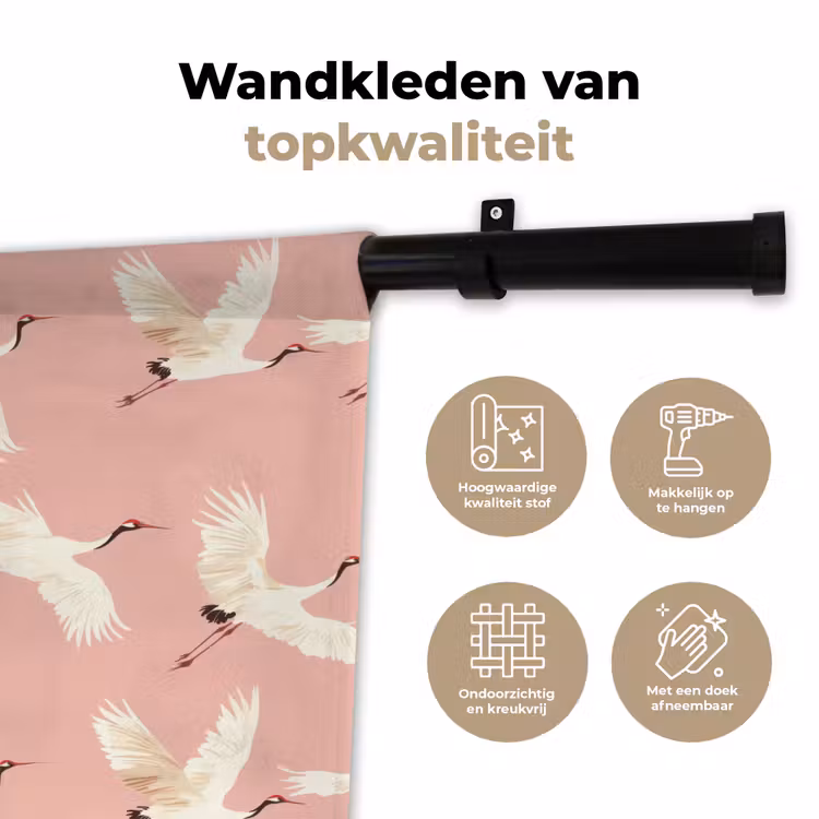 Wandkleed - Modern - Kraanvogels - Roze — 3