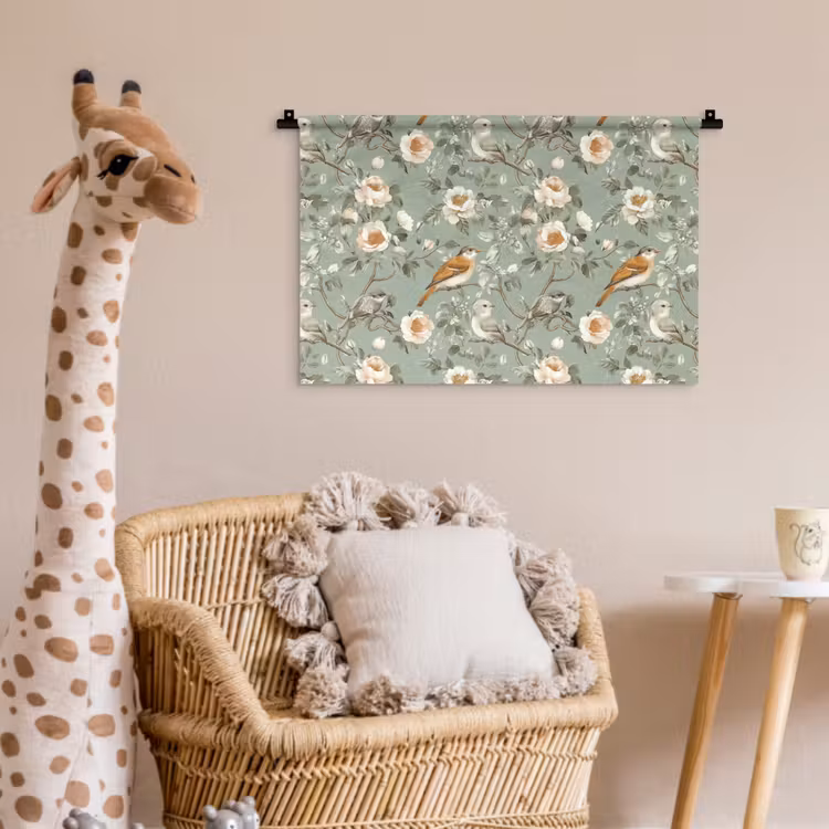 Wandkleed - Roze - Vogels - Kleurrijk — 5