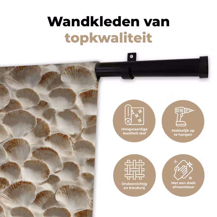 Wandkleed - Schelpen - Waaiervorm - Wit — 3
