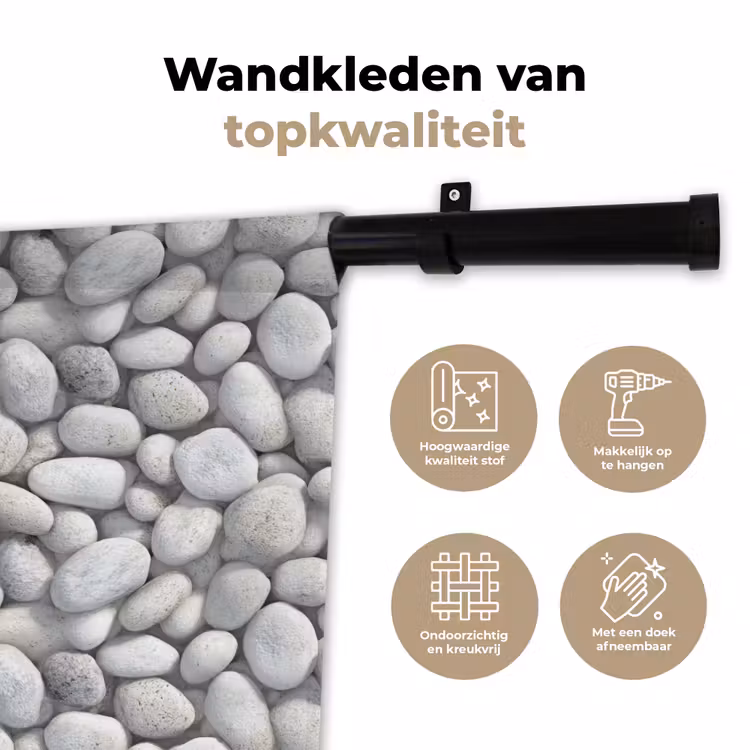Wandkleed - Steentjes - Grijs - Ovaal — 3
