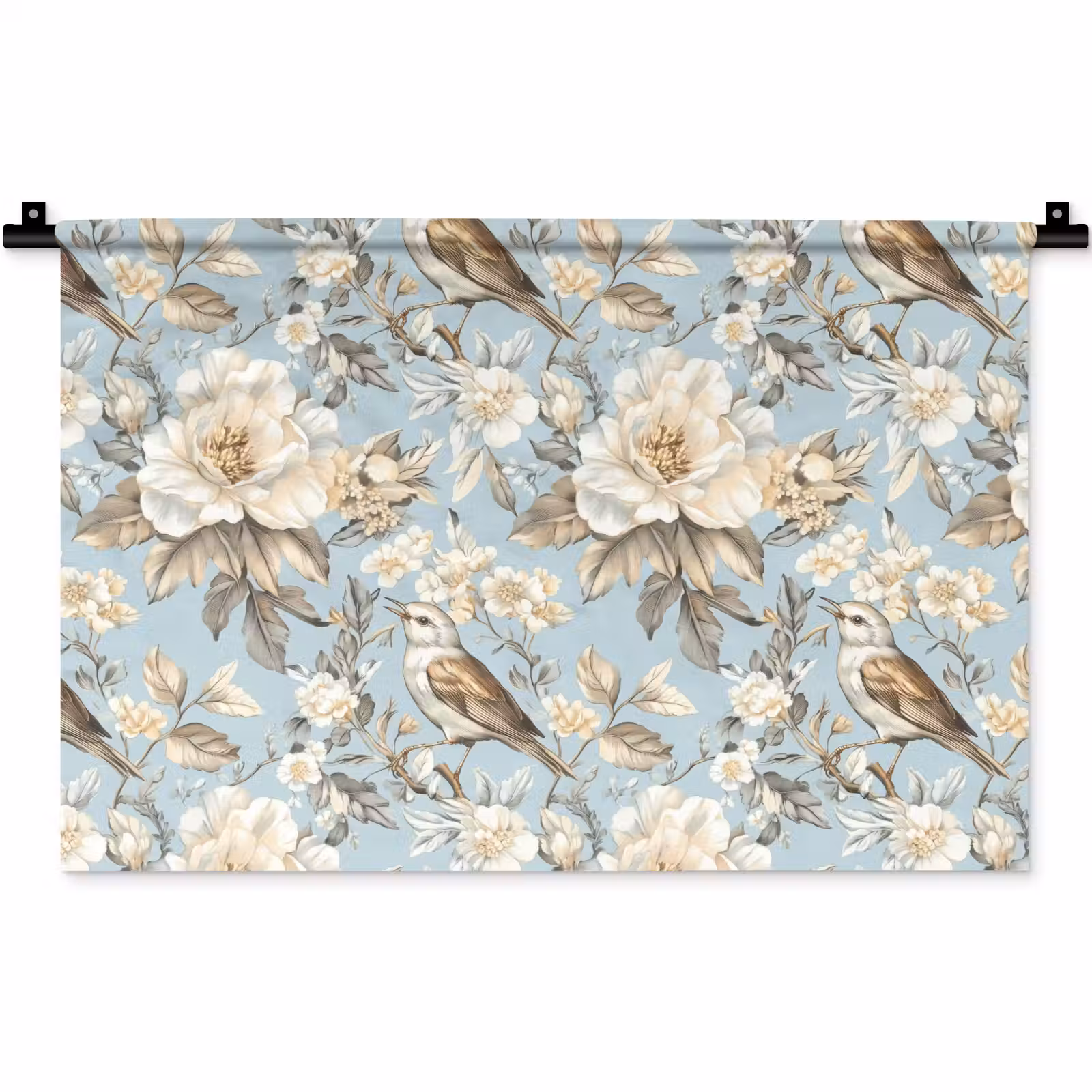 Wandkleed - Botanisch - Zangvogel - Blauw — 1