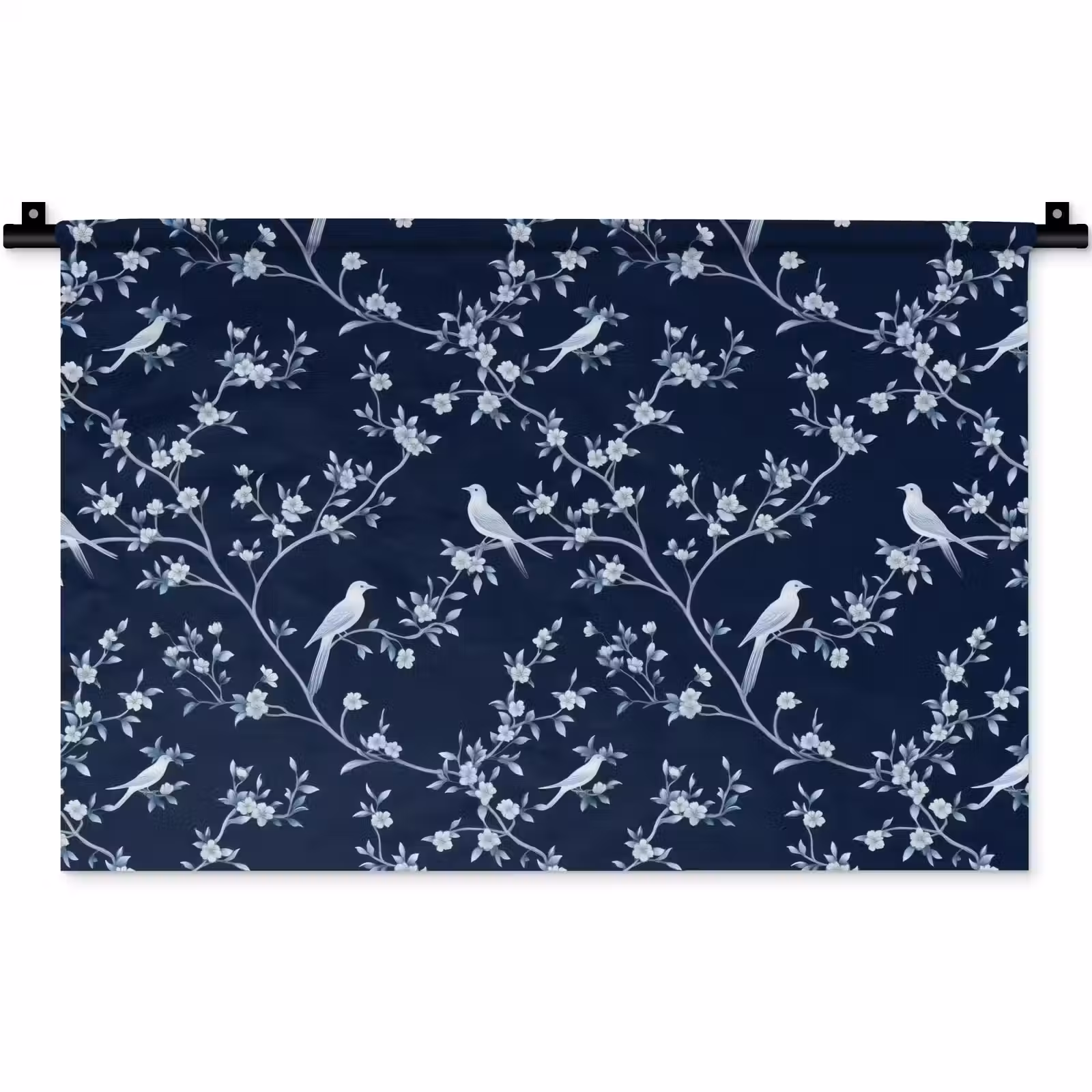 Wandkleed - Grafisch - Bloesemtak - Blauw — 1
