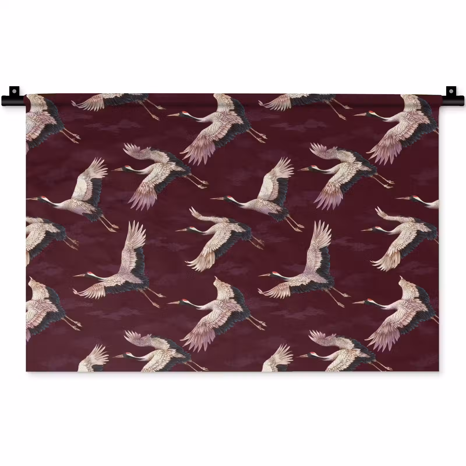 Wandkleed - Kraanvogels - Klassiek - Bordeaux — 1