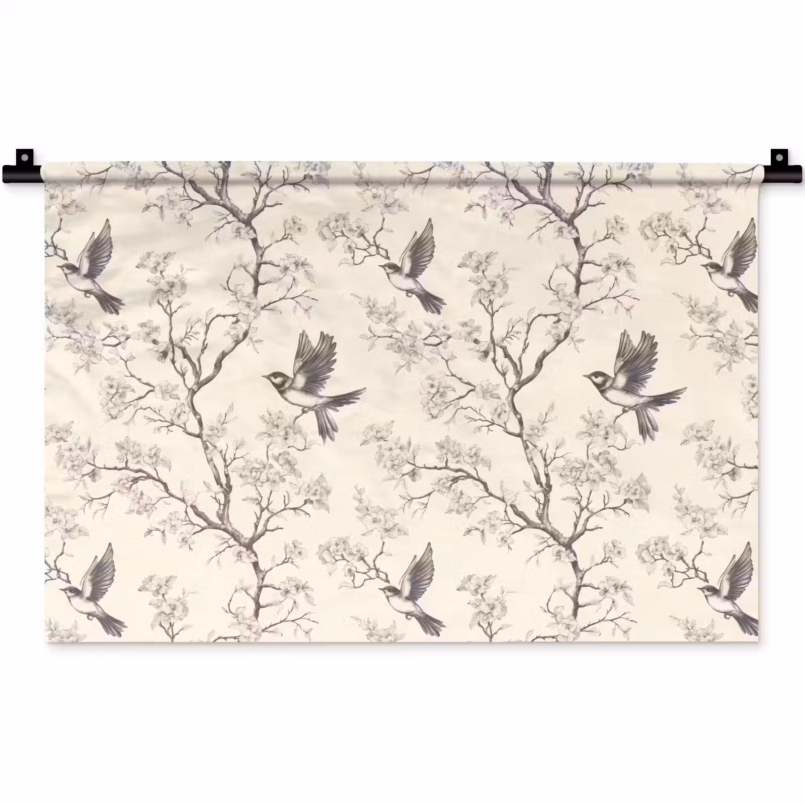 Wandkleed - Takken - Vogels - Beige — 1