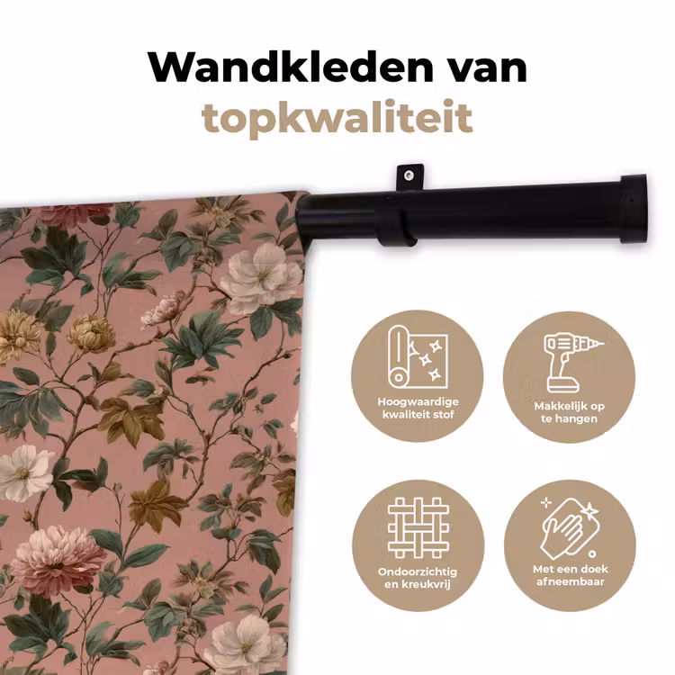 Wandkleed - Bloemen - Klassiek - Roze — 3