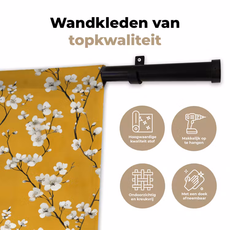 Wandkleed - Bloesemtak - Aquarel - Geel — 3