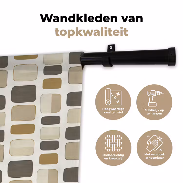 Wandkleed - Blokken - Vintage - Grijs — 3