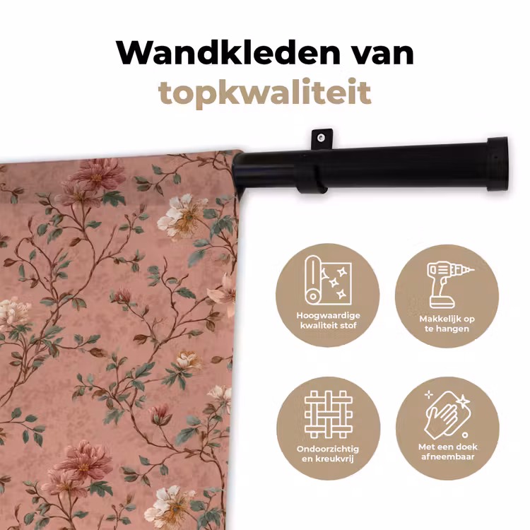 Wandkleed - Botanisch - Bloemen - Roze — 3