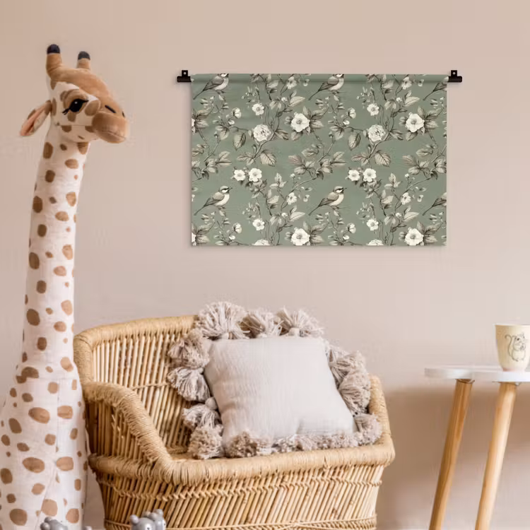 Wandkleed - Botanisch - Vogels - Groen — 5