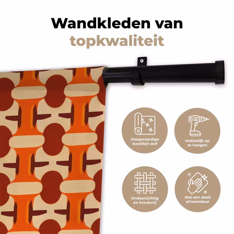 Wandkleed - Geometrisch - Retro - Oranje — 3