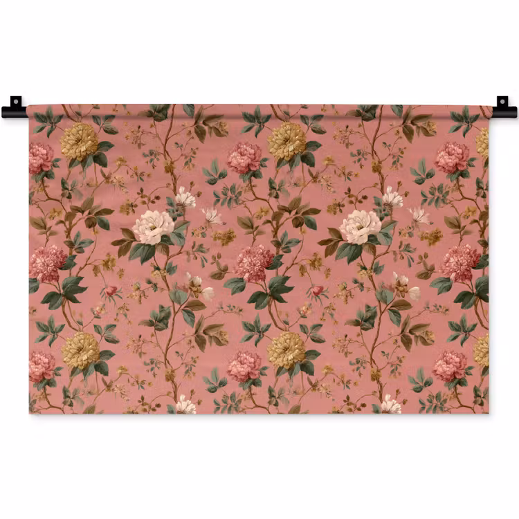 Wandkleed - Klassiek - Botanisch - Roze — 1