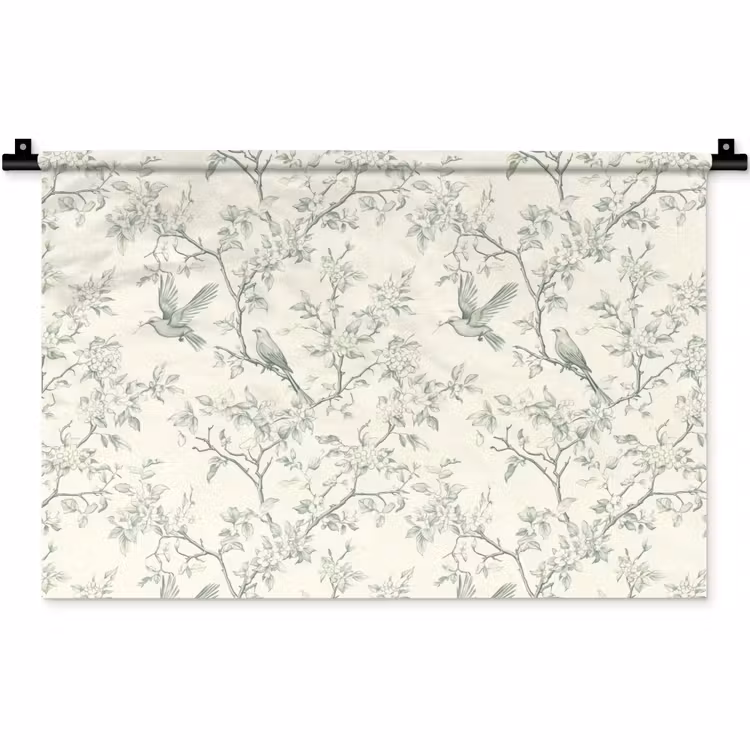 Wandkleed - Klassiek - Vogels - Groen — 1