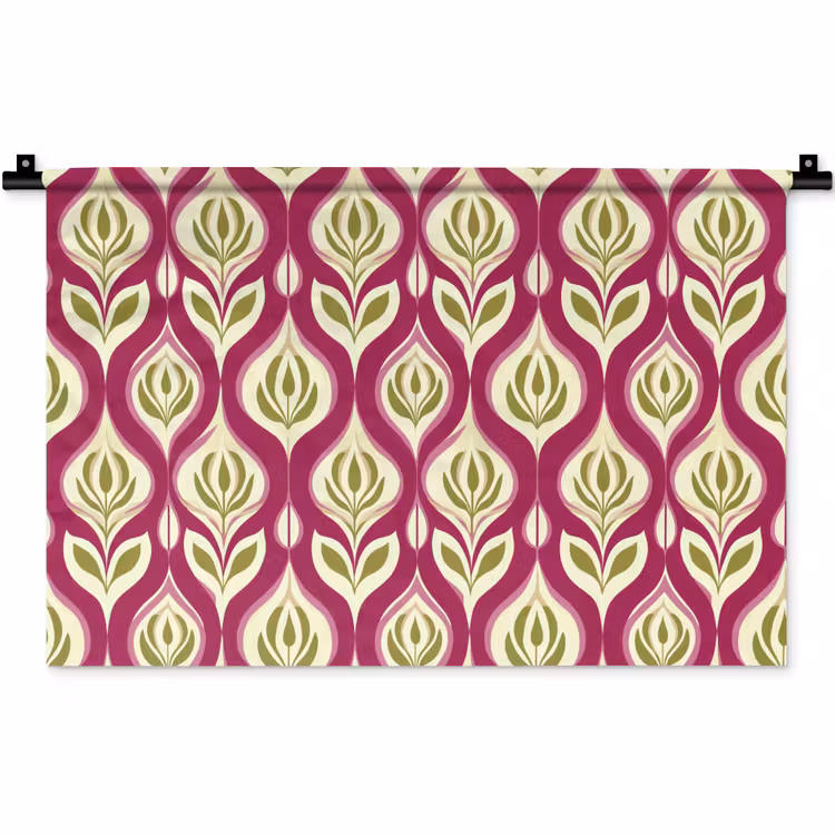 Wandkleed - Retro - Floraal - Paars — 1