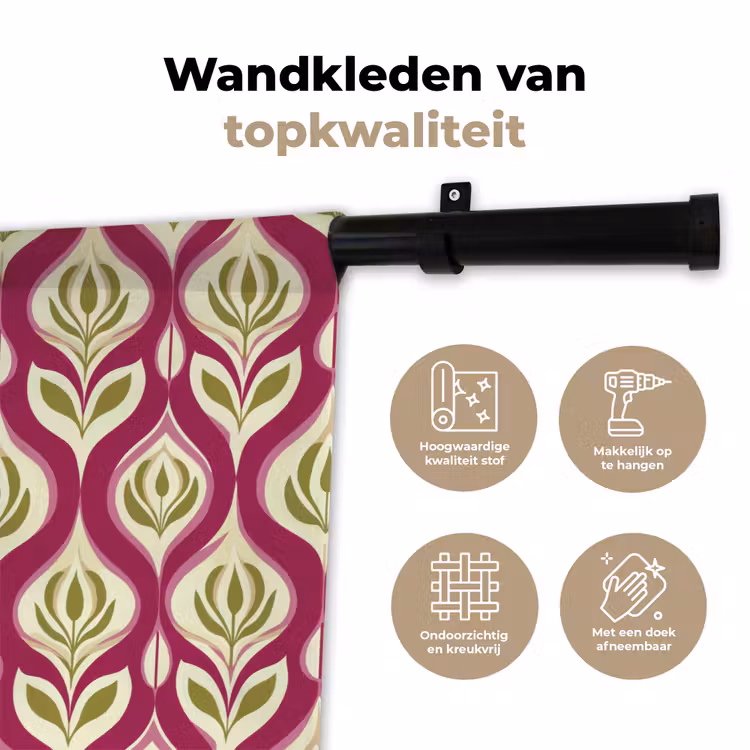 Wandkleed - Retro - Floraal - Paars — 3