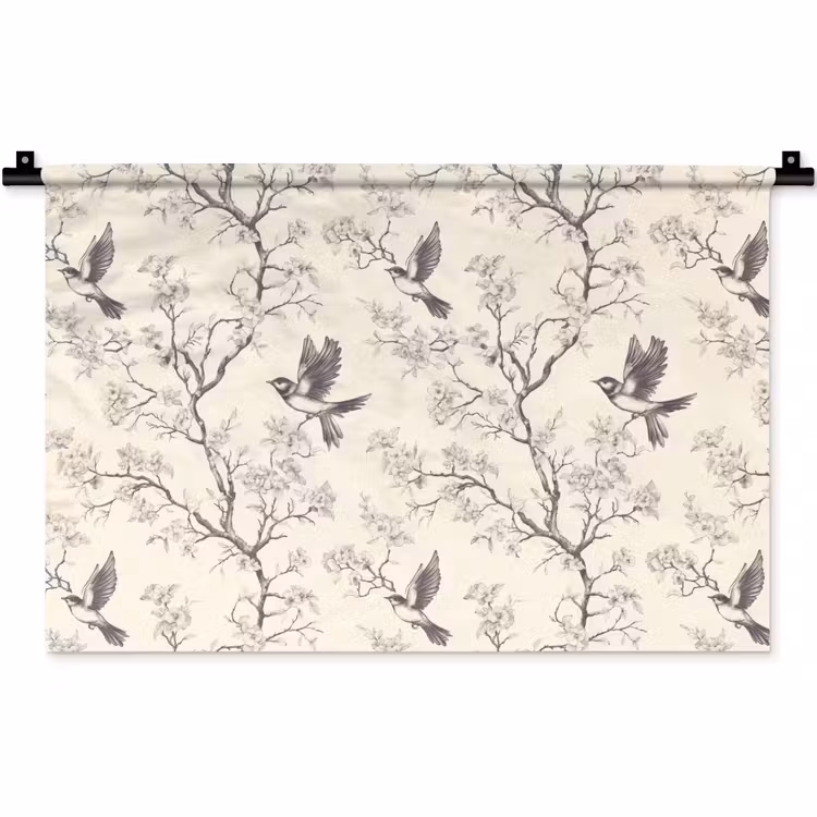 Wandkleed - Takken - Vogels - Beige — 1