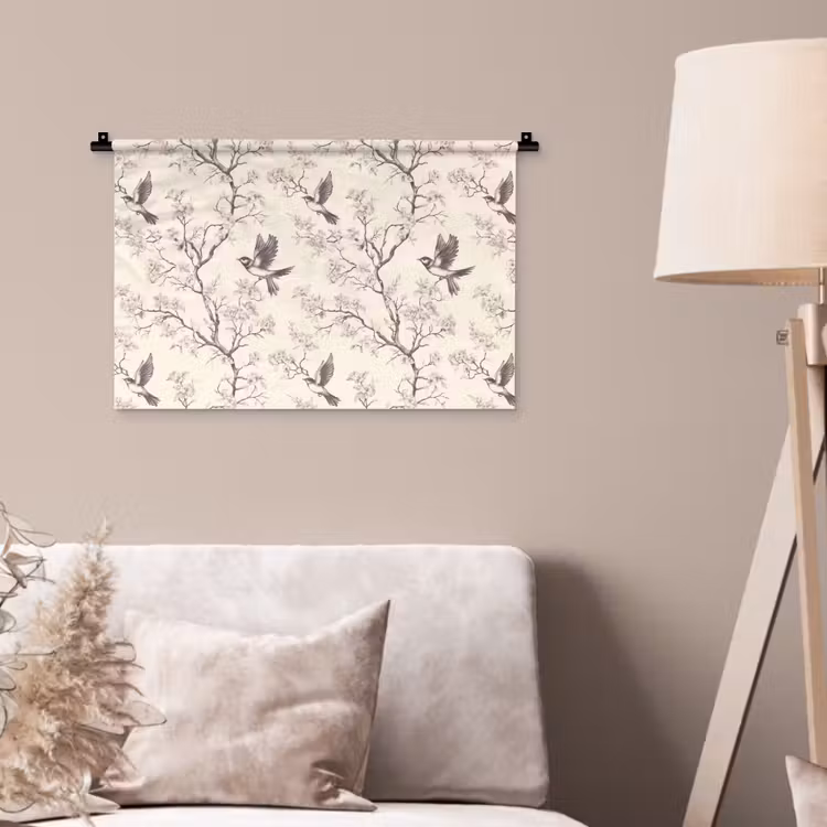Wandkleed - Takken - Vogels - Beige — 2
