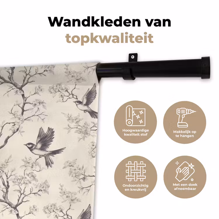 Wandkleed - Takken - Vogels - Beige — 3