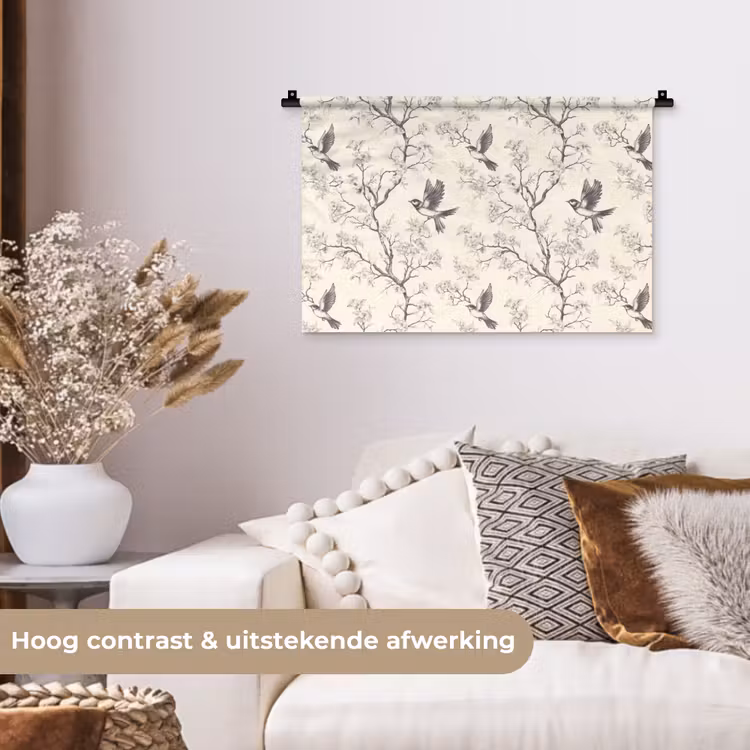 Wandkleed - Takken - Vogels - Beige — 4