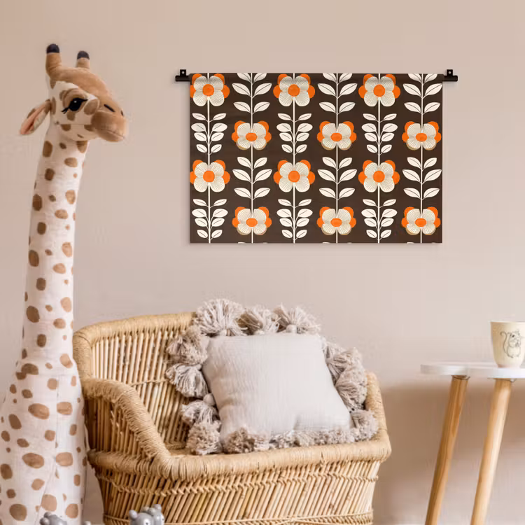 Wandkleed - Bloemen - Retro - Bruin — 5