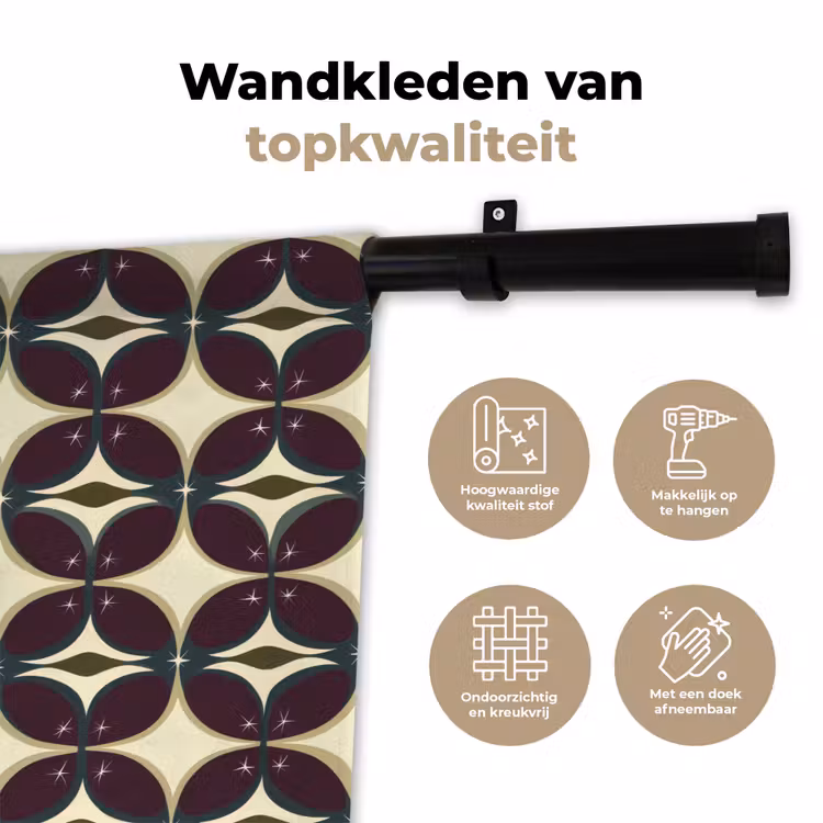 Wandkleed - Cirkel - Retro - Kleurrijk — 3