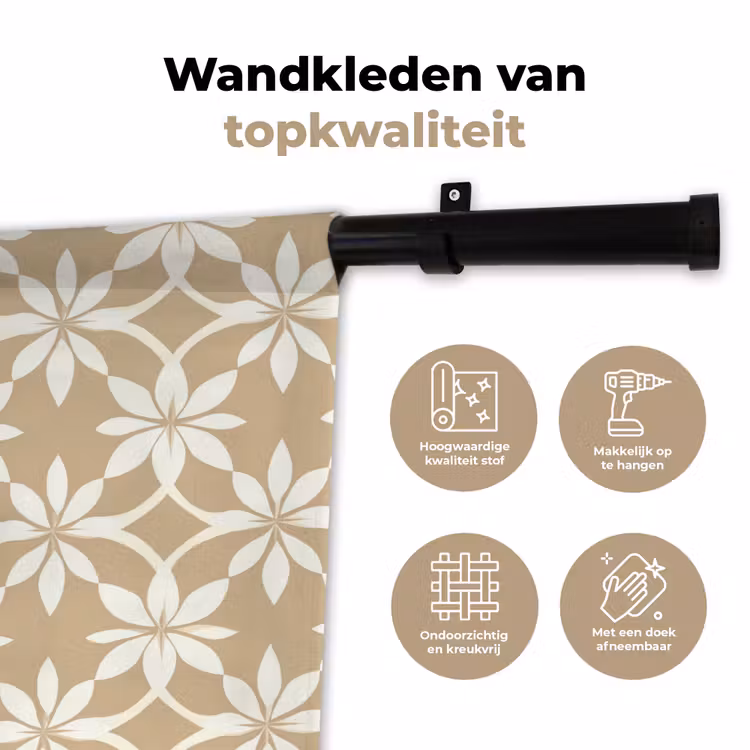 Wandkleed - Bloemen - Patroon - Beige — 3