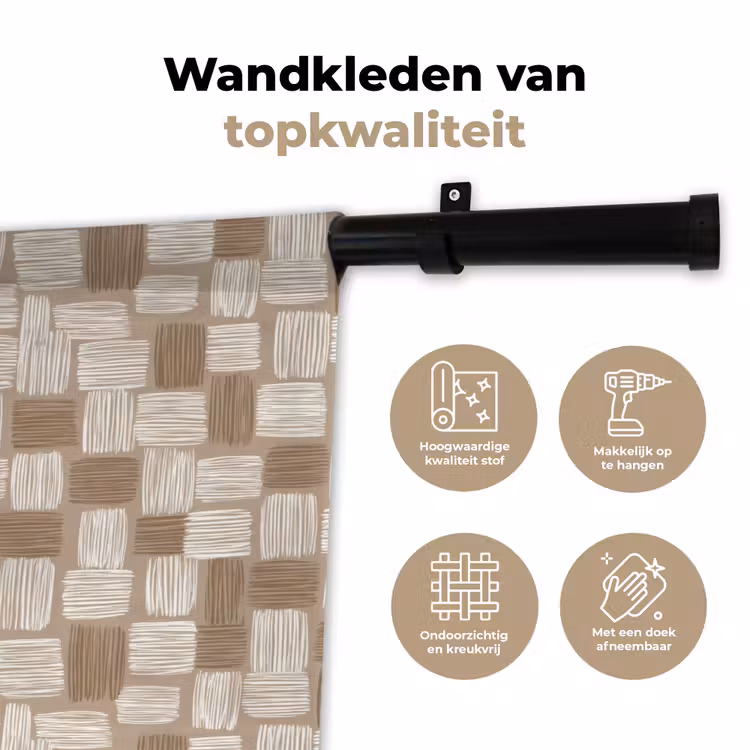 Wandkleed - Blok - Patroon - Bruin — 3