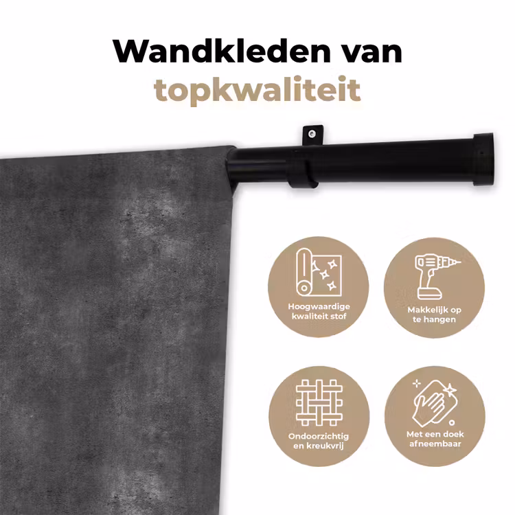 Wandkleed - Donkergrijs - Ruw - Beton — 3