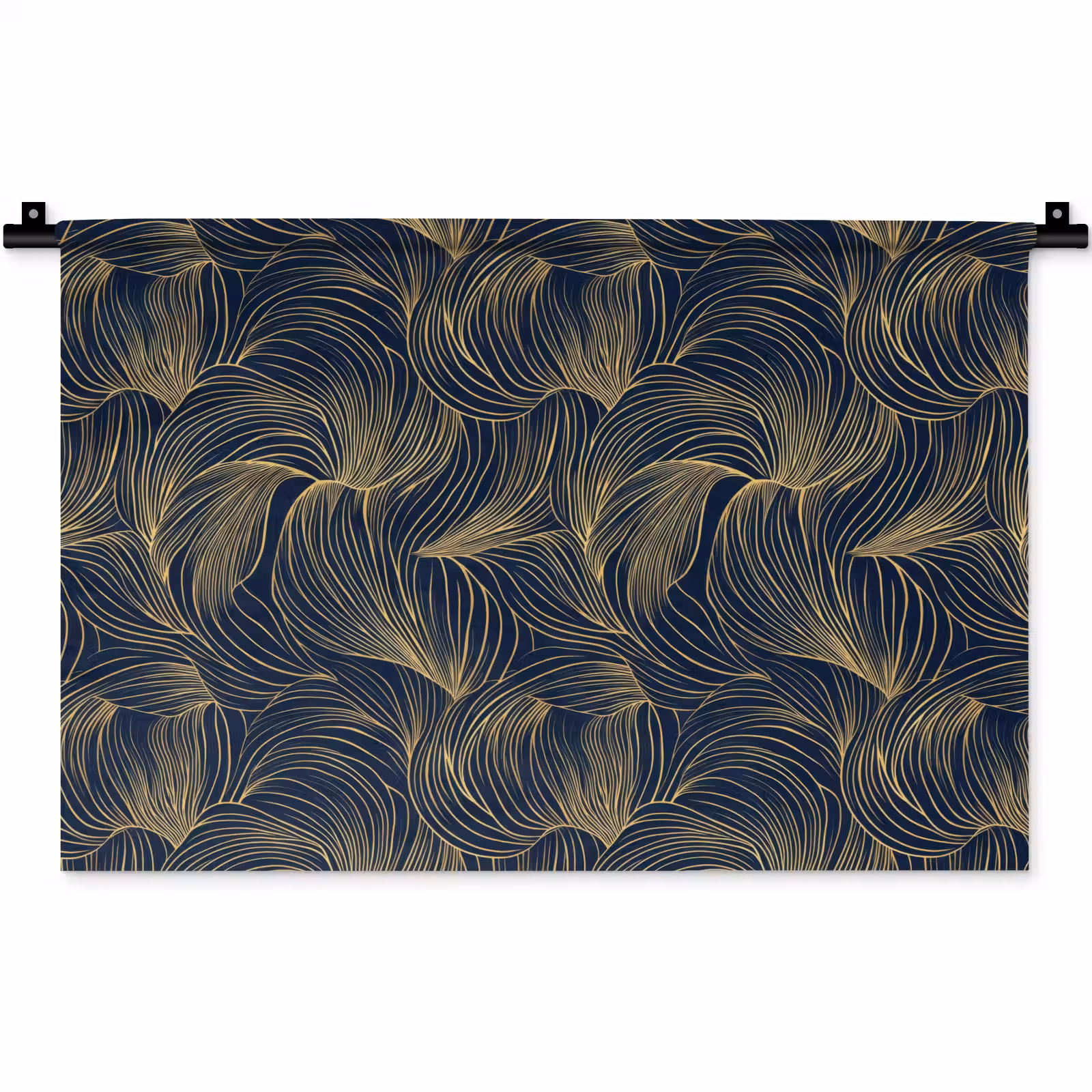 Wandkleed - Abstract - Lijnen - Blauw - Goud — 1