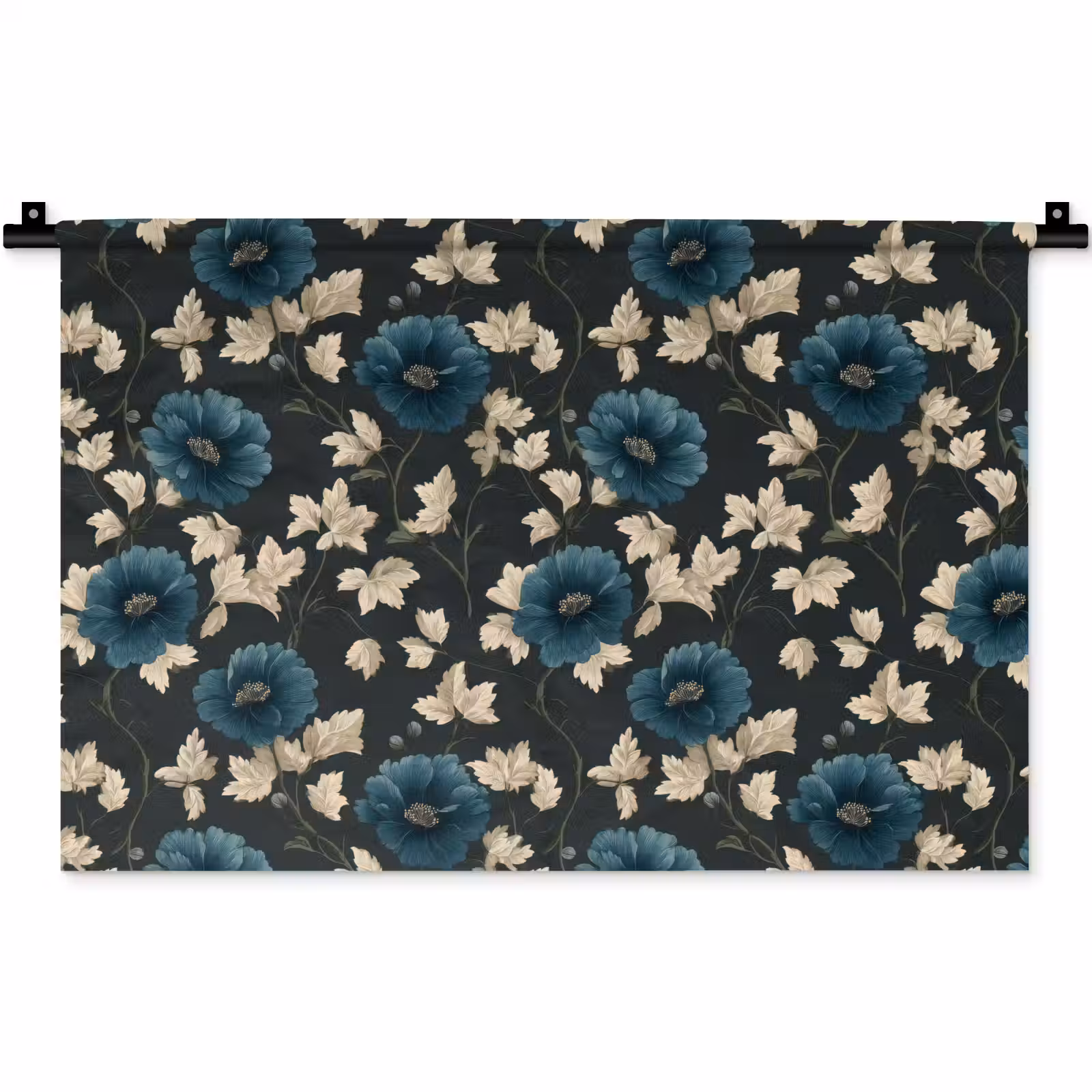 Wandkleed - Botanisch - Bloemen - Blauw — 1