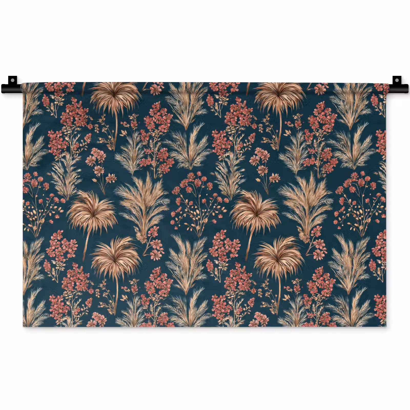 Wandkleed - Botanisch - Patroon - Blauw — 1