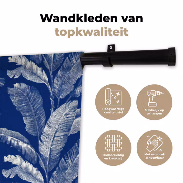 Wandkleed - Blad - Palm - Blauw — 3
