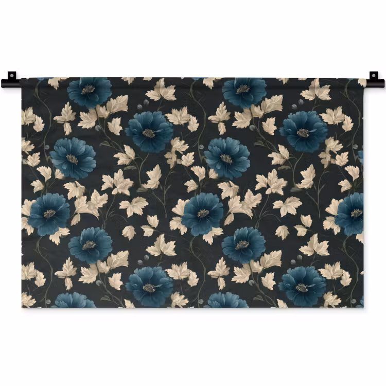 Wandkleed - Botanisch - Bloemen - Blauw — 1