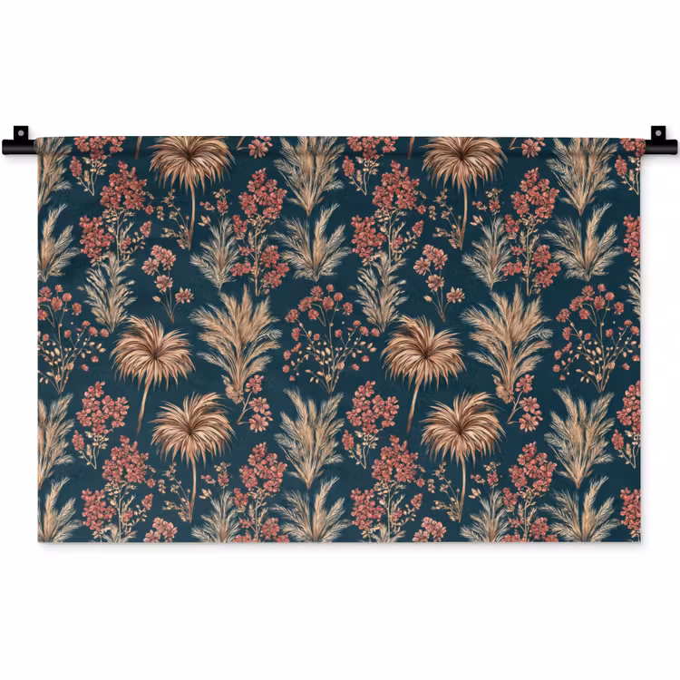 Wandkleed - Botanisch - Patroon - Blauw — 1