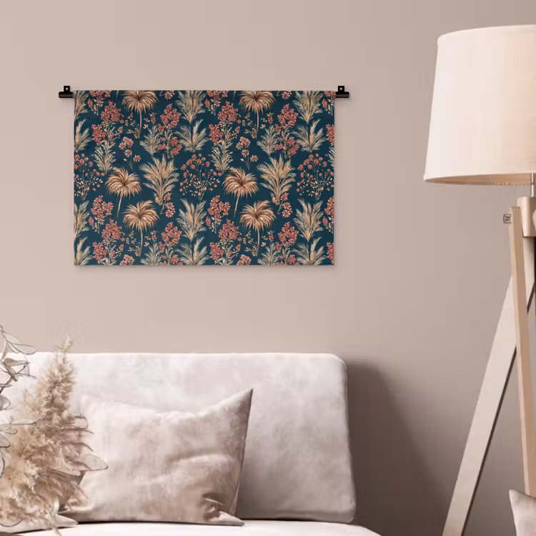 Wandkleed - Botanisch - Patroon - Blauw — 2
