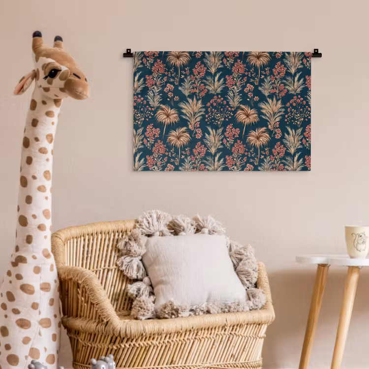 Wandkleed - Botanisch - Patroon - Blauw — 5