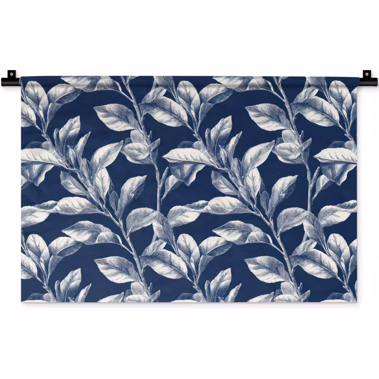 Wandkleed - Botanisch - Patroon - Blauw — 1