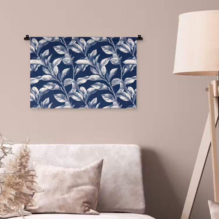Wandkleed - Botanisch - Patroon - Blauw — 2