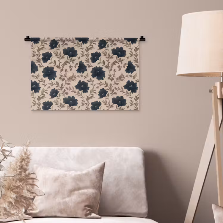 Wandkleed - Motief - Bloemen - Zwart - Beige — 2