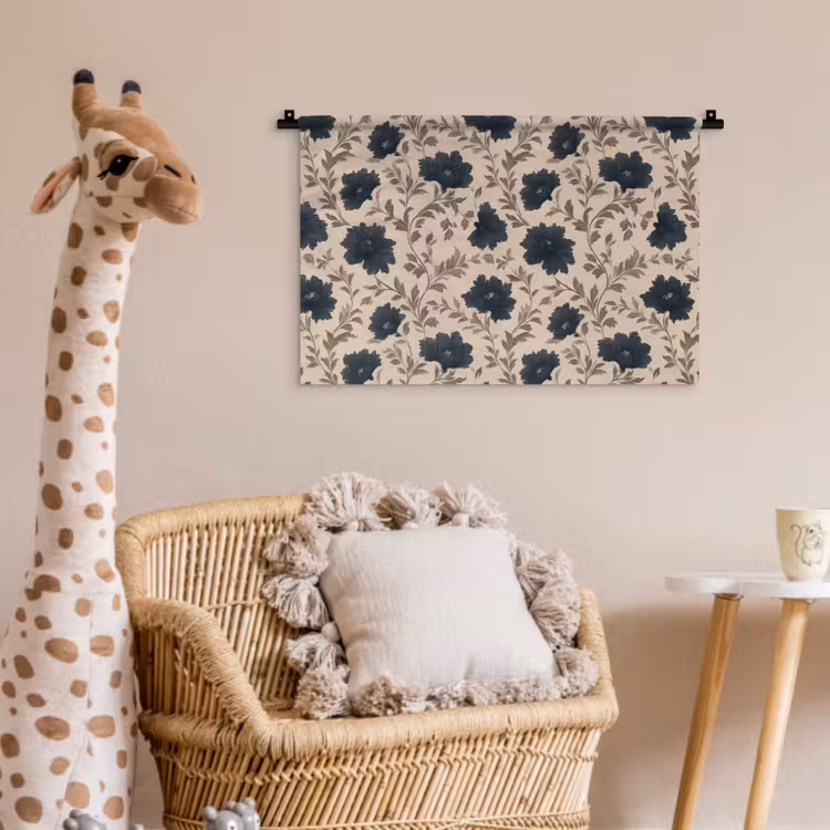 Wandkleed - Motief - Bloemen - Zwart - Beige — 5