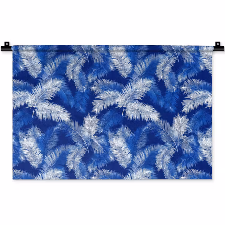 Wandkleed - Palmblad - Patroon - Blauw — 1