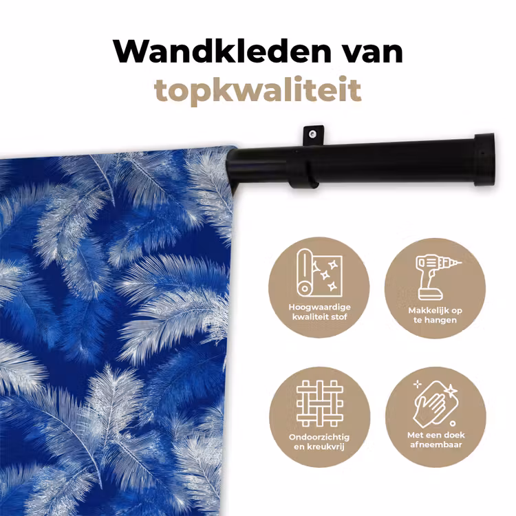 Wandkleed - Palmblad - Patroon - Blauw — 3