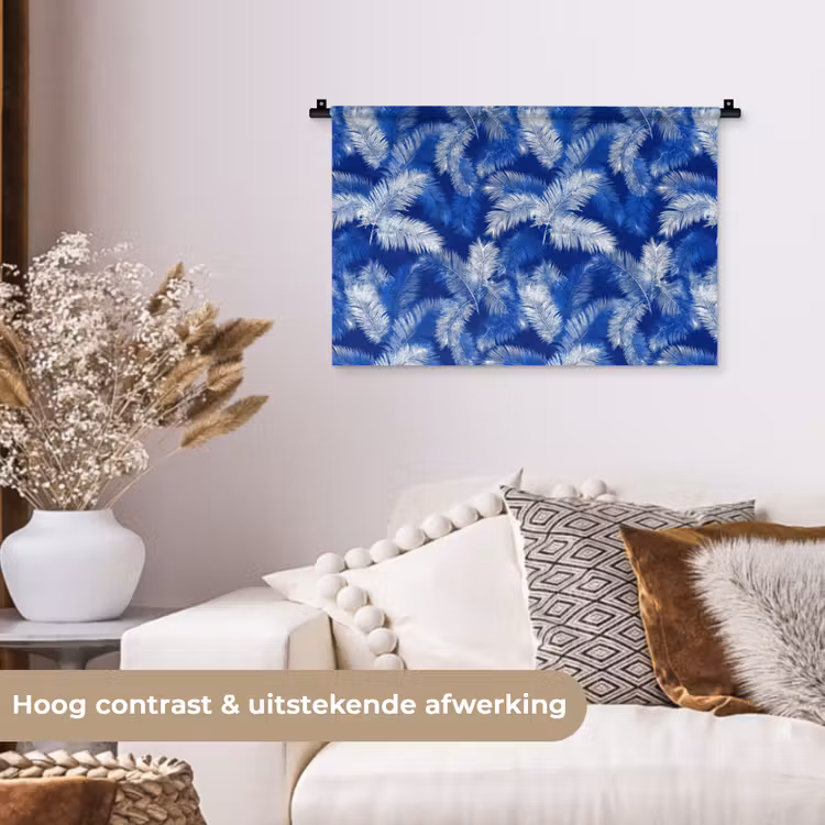 Wandkleed - Palmblad - Patroon - Blauw — 4