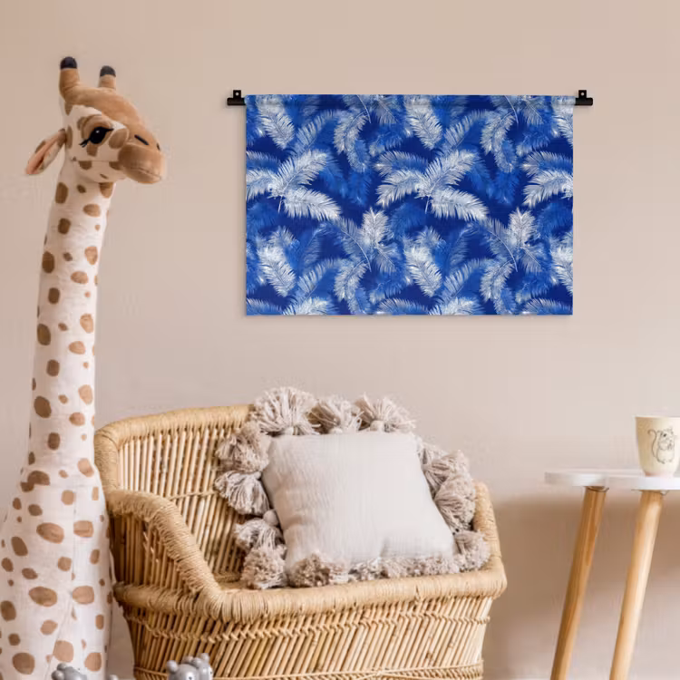 Wandkleed - Palmblad - Patroon - Blauw — 5