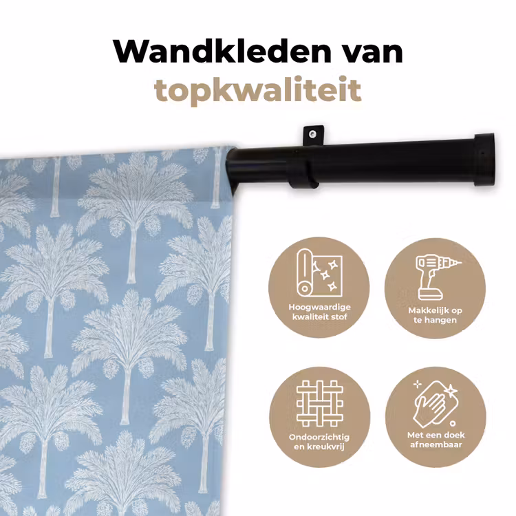 Wandkleed - Palmboom - Modern - Blauw — 3