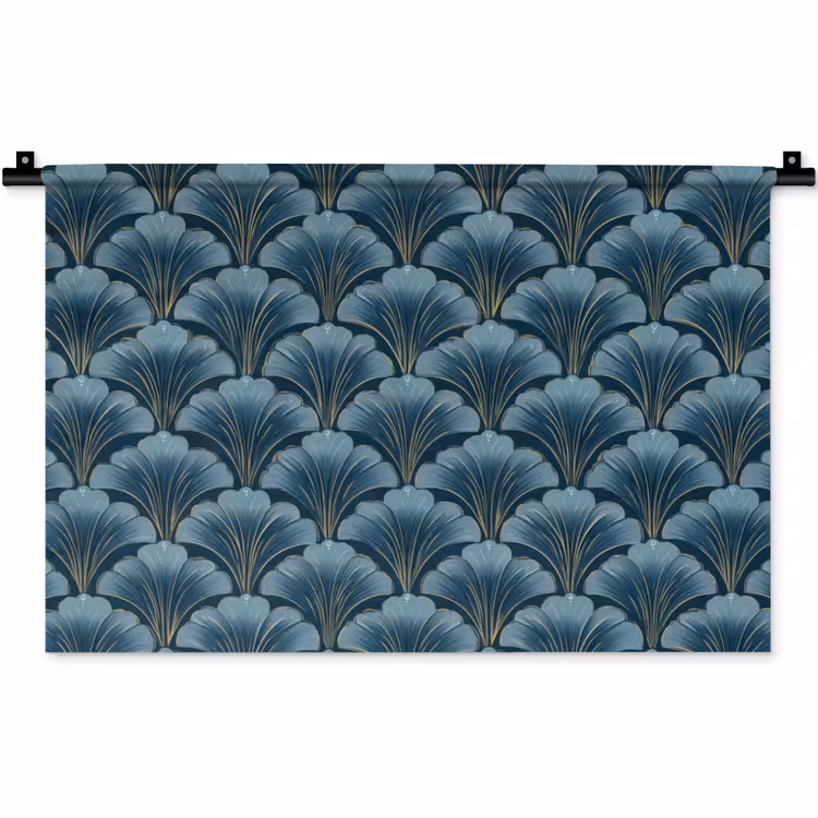 Wandkleed - Patroon - Ginkgoblad - Blauw — 1
