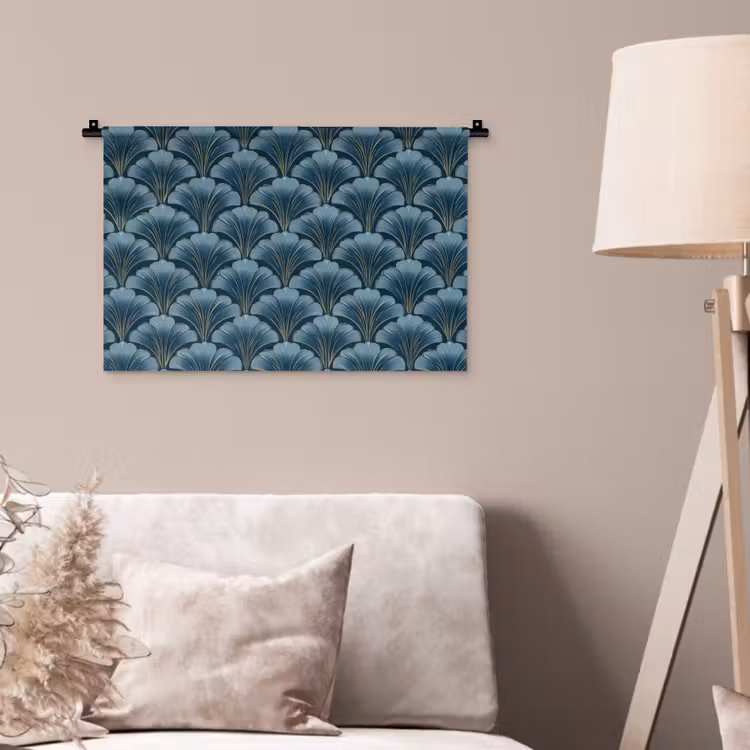 Wandkleed - Patroon - Ginkgoblad - Blauw — 2