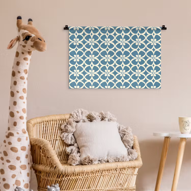 Wandkleed - Patroon - Symmetrisch - Blauw — 5
