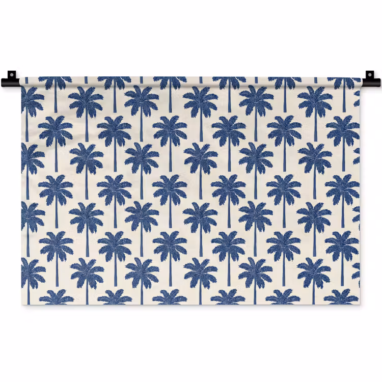 Wandkleed - Symmetrisch - Palm - Blauw — 1