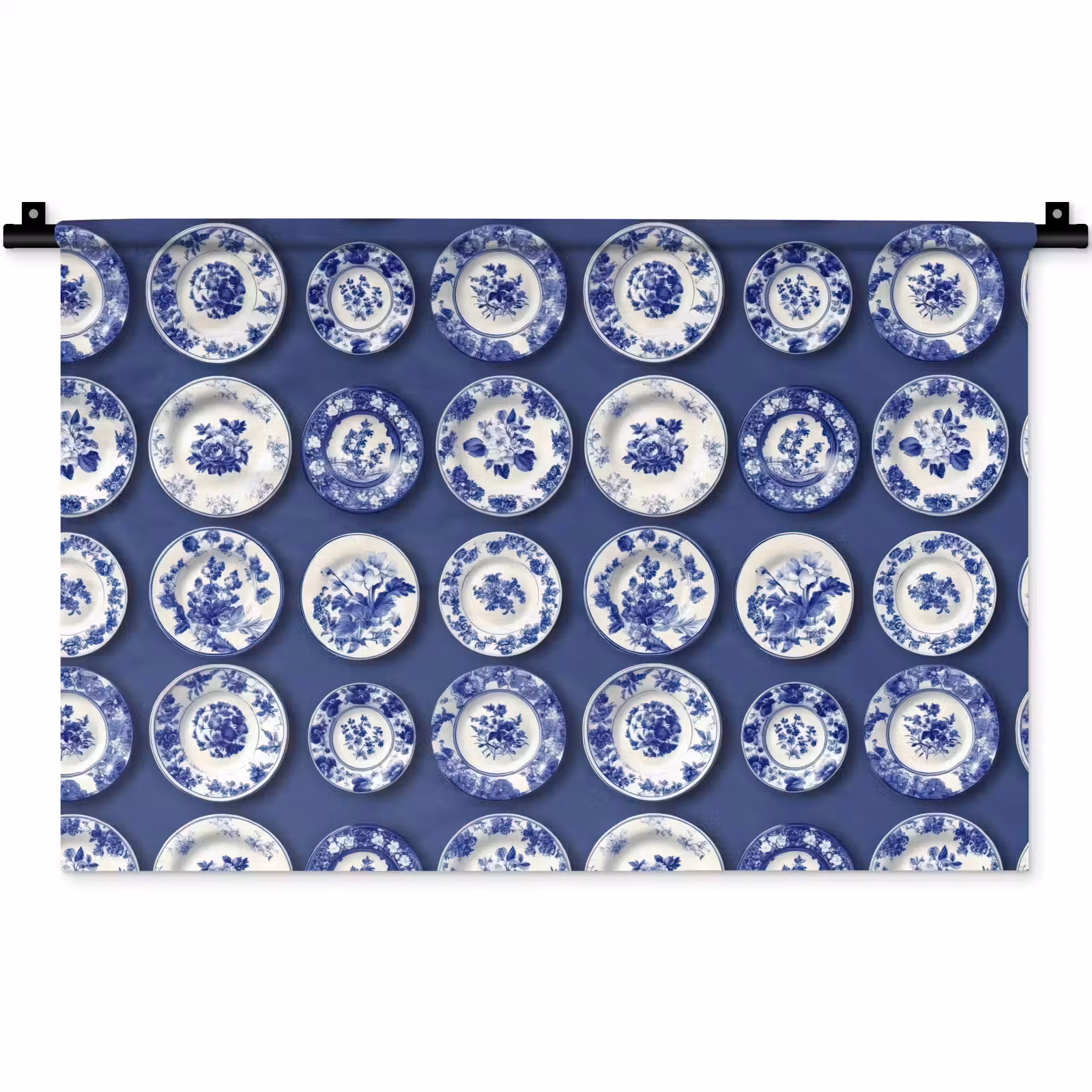 Wandkleed - Borden - Floraal - Blauw — 1