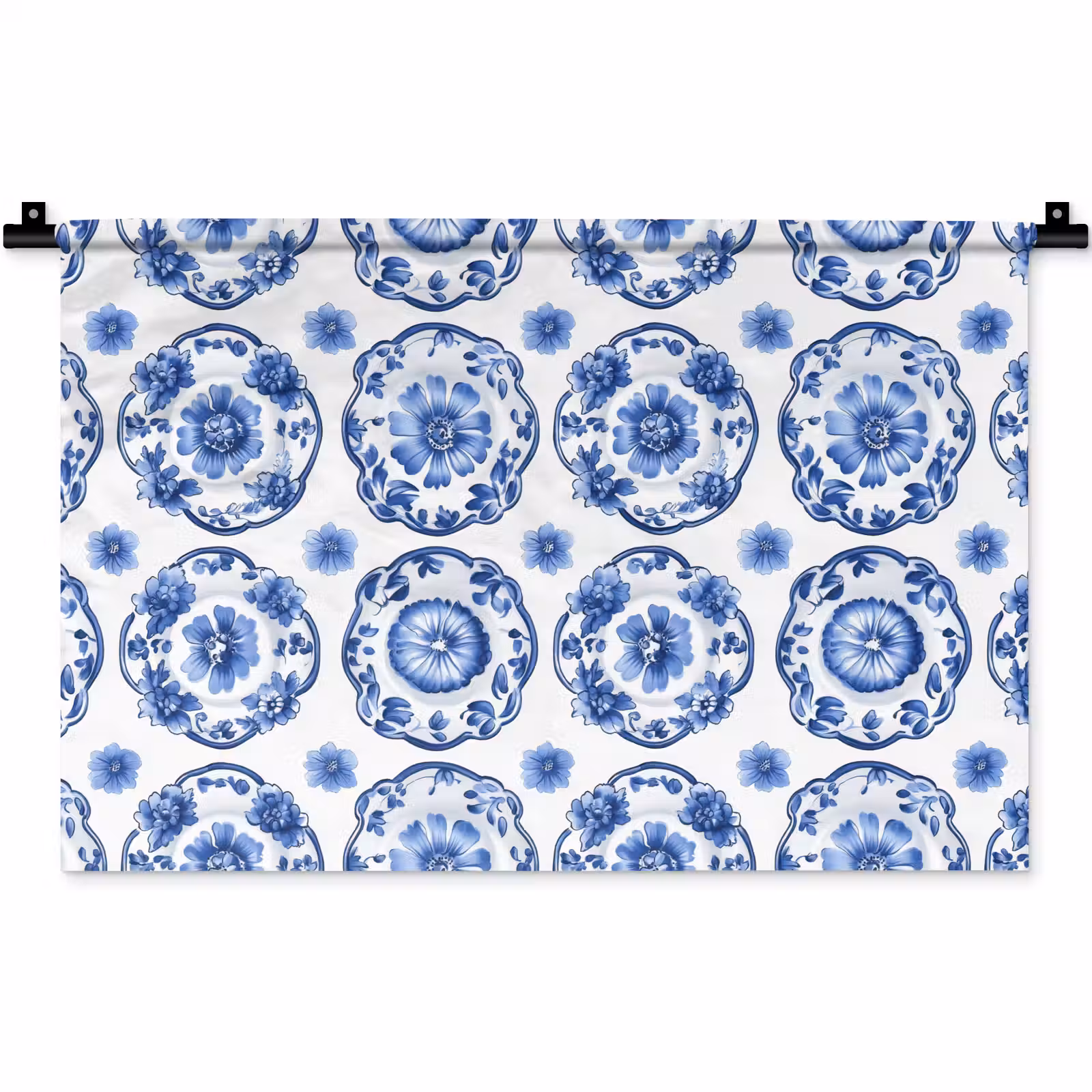 Wandkleed - Sierborden - Bloemen - Blauw — 1